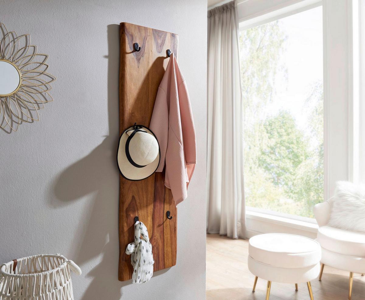 Wandgarderobe Wohnling Sheesham B: 40 cm - Sheeshamfarben, MODERN, Holz (40/140/7cm) - MID.YOU