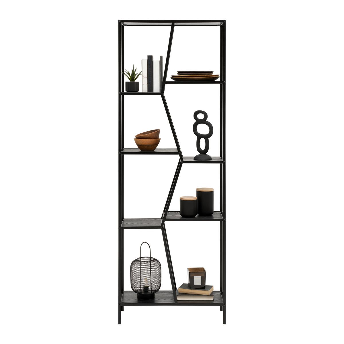 Regál AMANA čierna - čierna, Modern, kov/drevo (60/170/26cm) - Mömax