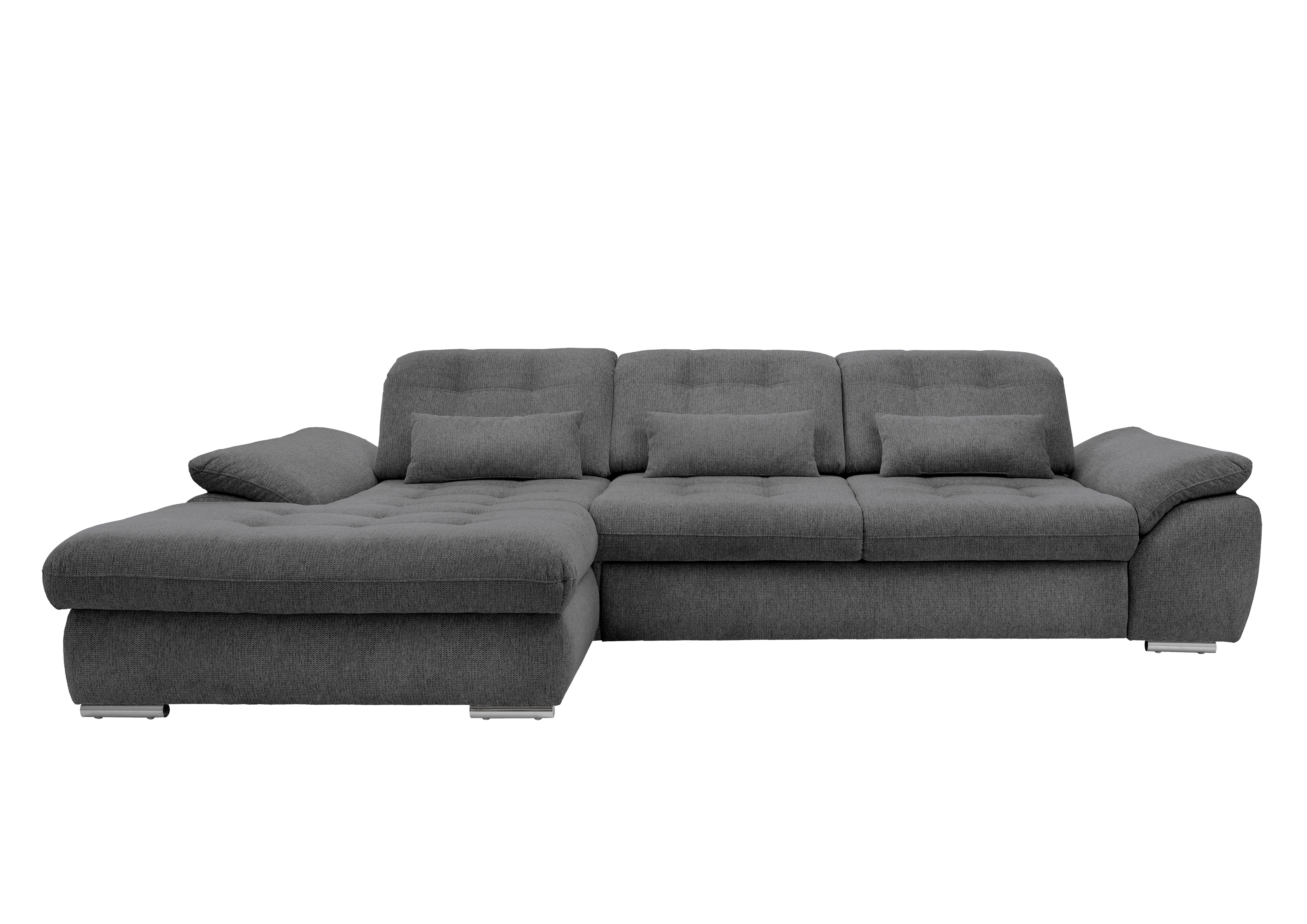Ecksofa mit Bettkasten Rigatti Anthrazit S: 184x314cm - Chromfarben/Anthrazit, MODERN, Textil (184/314cm) - Livetastic