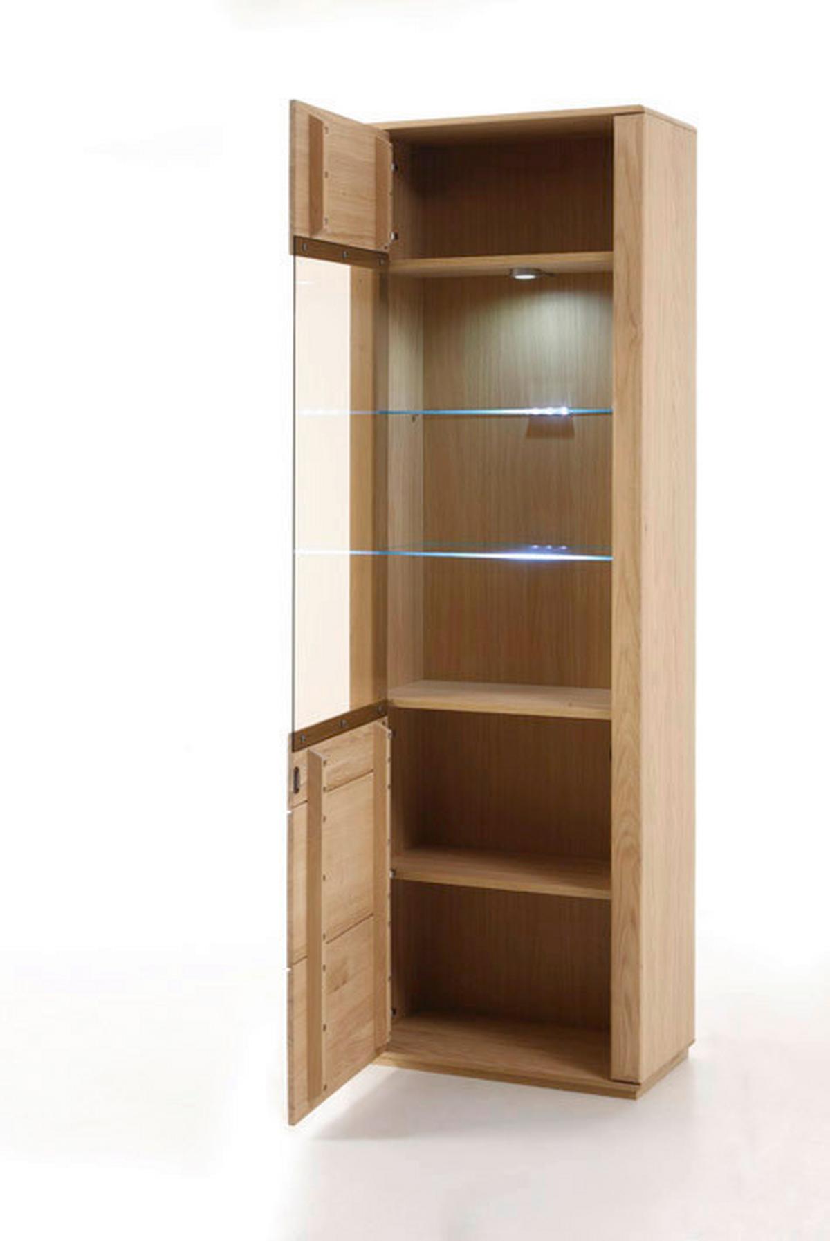 Vitrine teilmassiv B: 69 cm Sena Eichefarben - Eichefarben, Design, Glas/Holz (69/209/38cm) - Livetastic