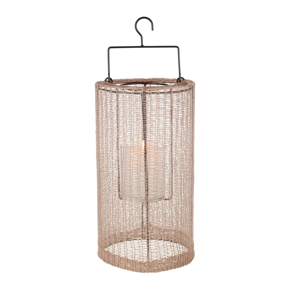 Lucerna Talea, V: 33cm - hnědá, Basics, kov/textil (18/33cm) - Modern Living