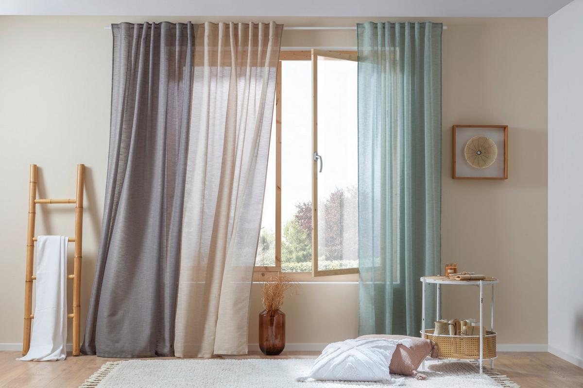 HOTOVÝ ZÁVES Eva, 140/255cm, béžová - béžová, Romantik / Landhaus, textil (140/255cm) - Premium Living