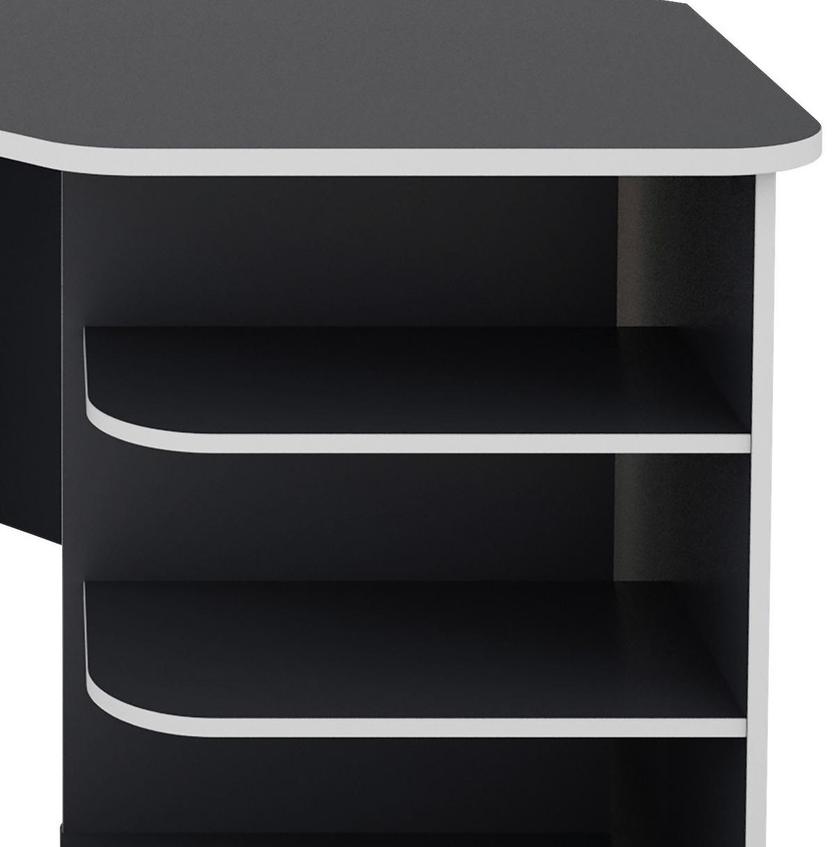 Eckschreibtisch mit Stauraum B 198 H 76cm Thanatos, Anthrazit - Anthrazit/Weiß, MODERN, Holzwerkstoff (198/85/76cm) - MID.YOU