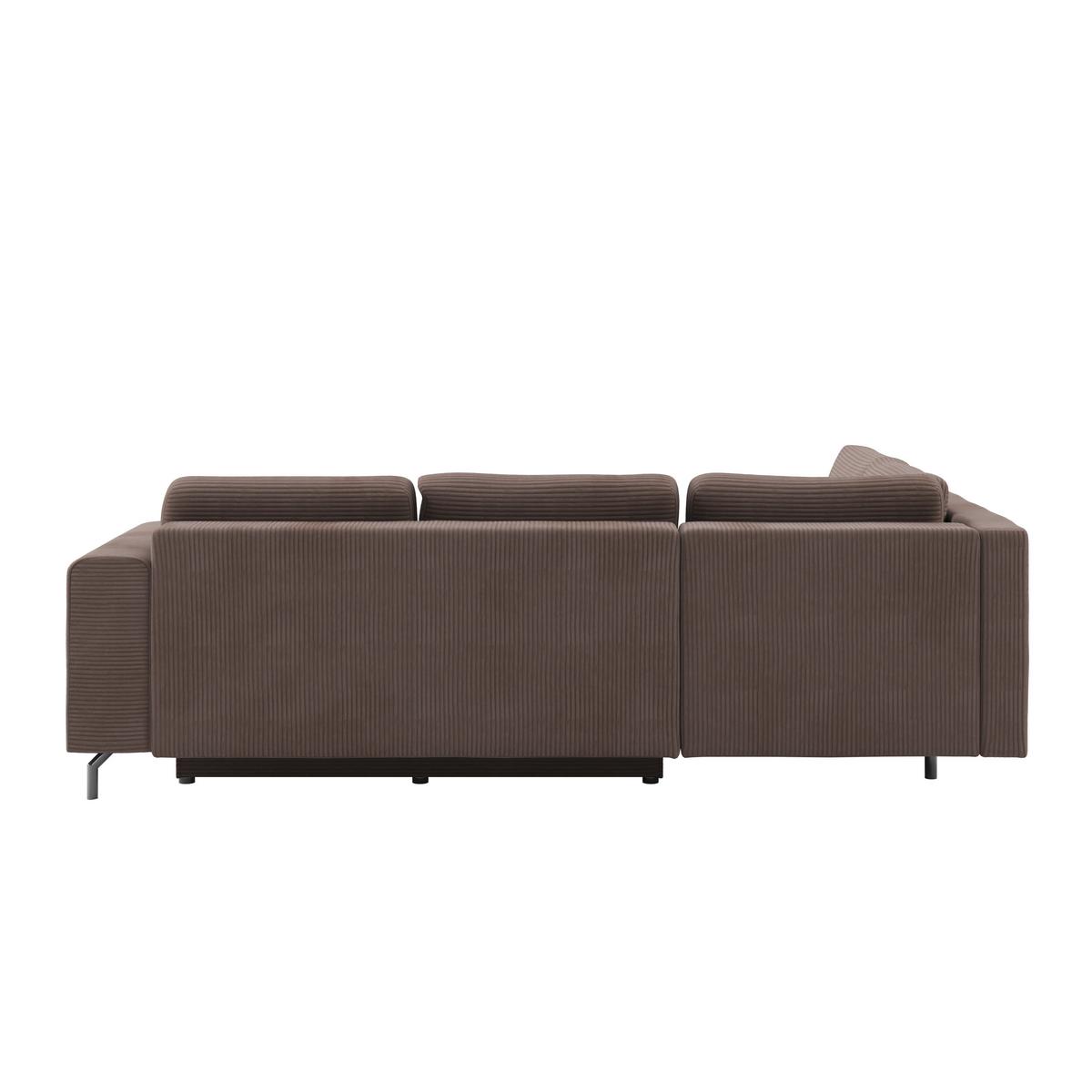 Rohová sedačka VENI, levá, hnědý manšestr - černá/hnědá, Moderní, textil (210/272cm) - Ondega