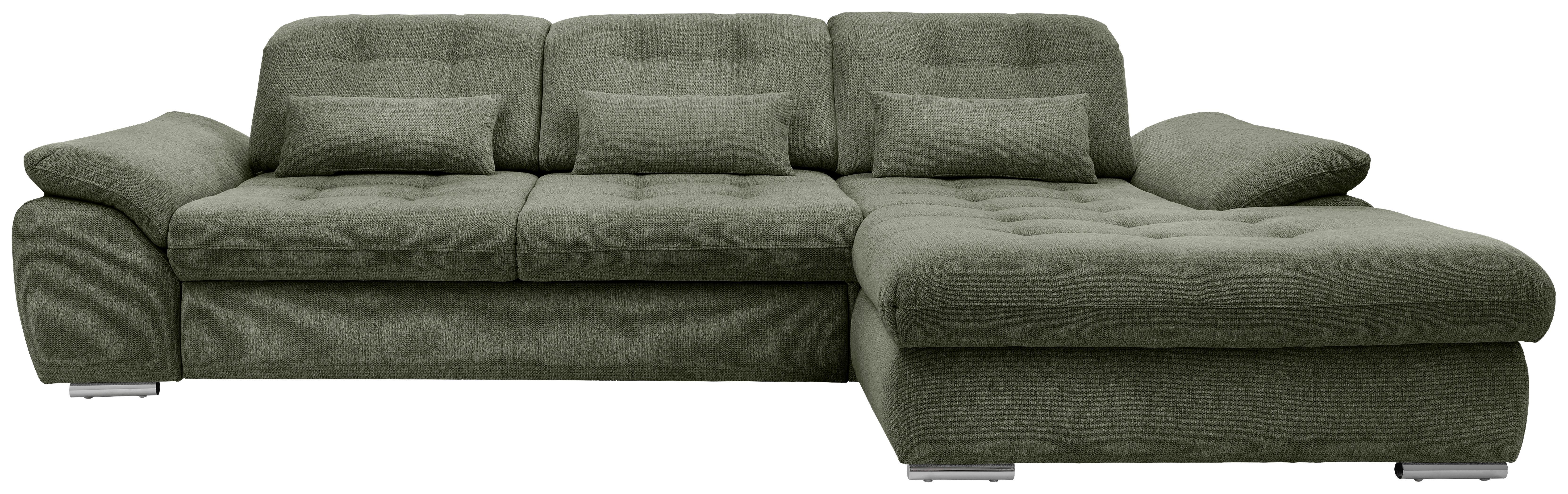 Ecksofa Rigatti, Grün S: 314x184 cm - Chromfarben/Grün, MODERN, Textil (314/184cm) - Livetastic