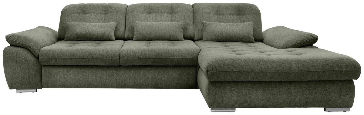 Ecksofa Rigatti, Grün S: 314x184 cm - Chromfarben/Grün, MODERN, Textil (314/184cm) - Livetastic