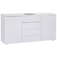 Komód Hilton 160/81 Cm - fehér/magasfényű fehér, Modern, faalapú anyag (160/81,4/40cm)