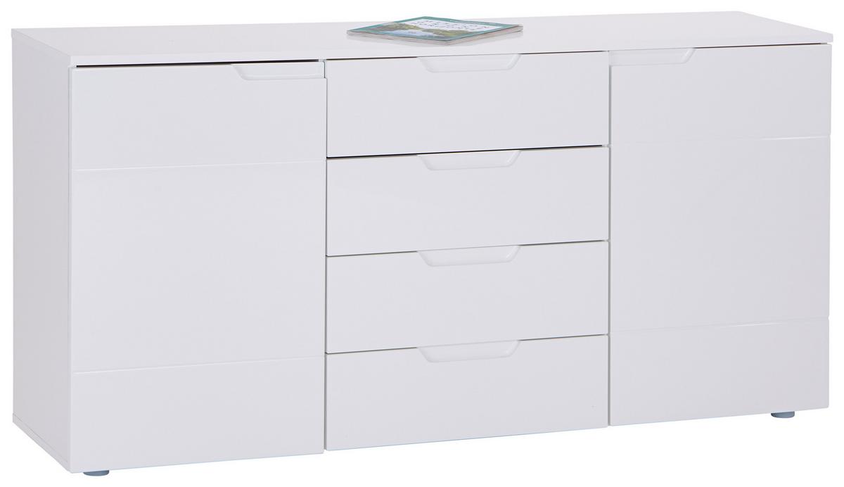 Komód Hilton 160/81 Cm - fehér/magasfényű fehér, Modern, faalapú anyag (160/81,4/40cm)