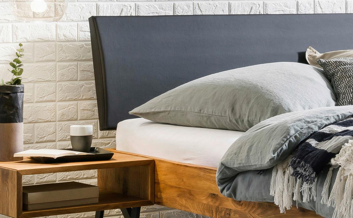 Bett Sariano Mit Gepolstertem Kopfteil 160x200 - Eichefarben/Anthrazit, Design, Holz/Textil (160/200cm) - Hasena