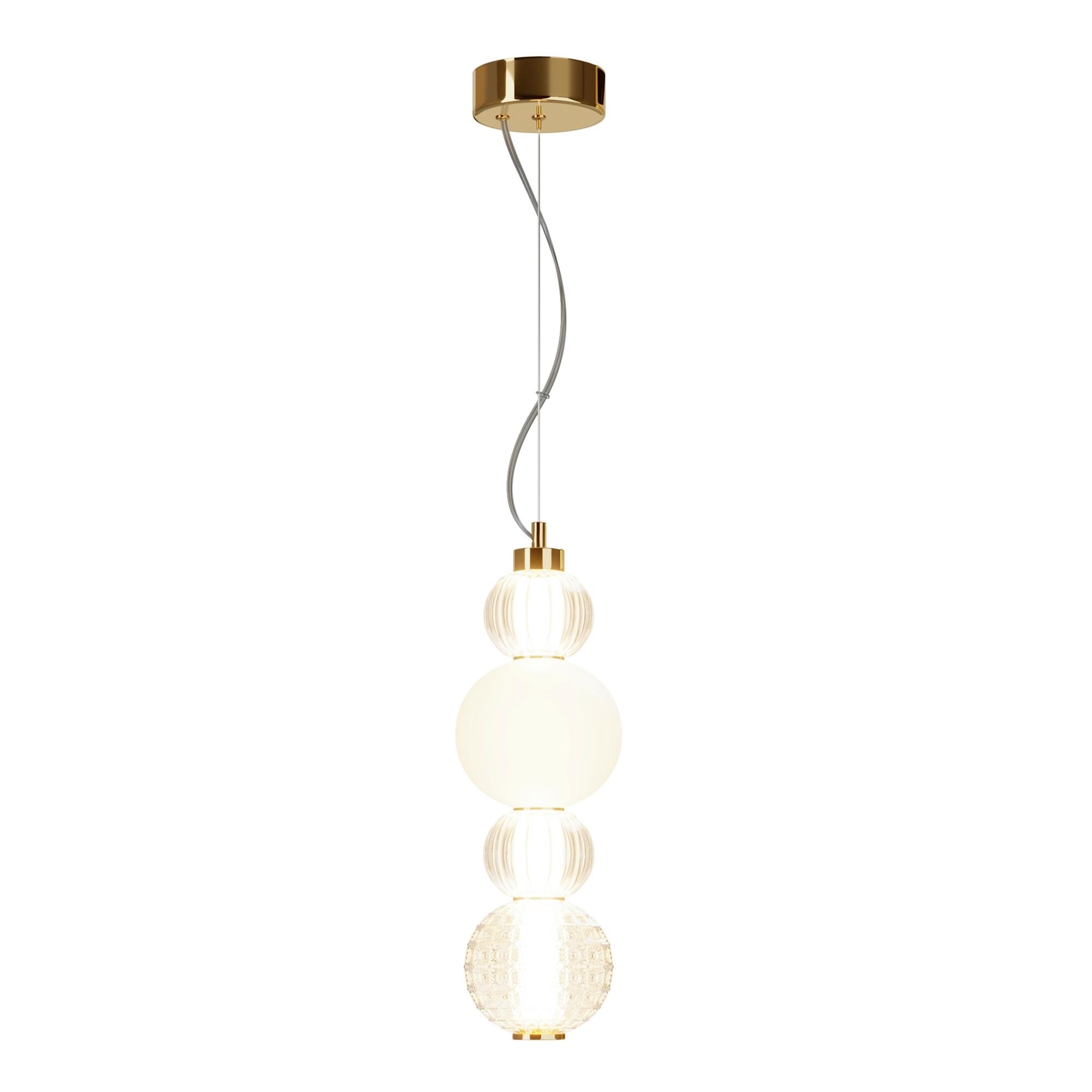 PENDELLEUCHTE COLLAR - Transparent/Goldfarben, Trend, Glas/Kunststoff (14.7/45cm) - MAYTONI