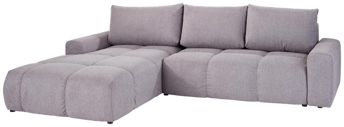 Ecksofa Atlantic Mit Schlafftunktion und Bettkasten - Schwarz/Grau, Design, Textil (214/305cm) - Luca Bessoni