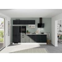 Küchenblock Ip2200 - Eiche dunkel/Schwarz, Design, Holzwerkstoff (300cm) - Impuls