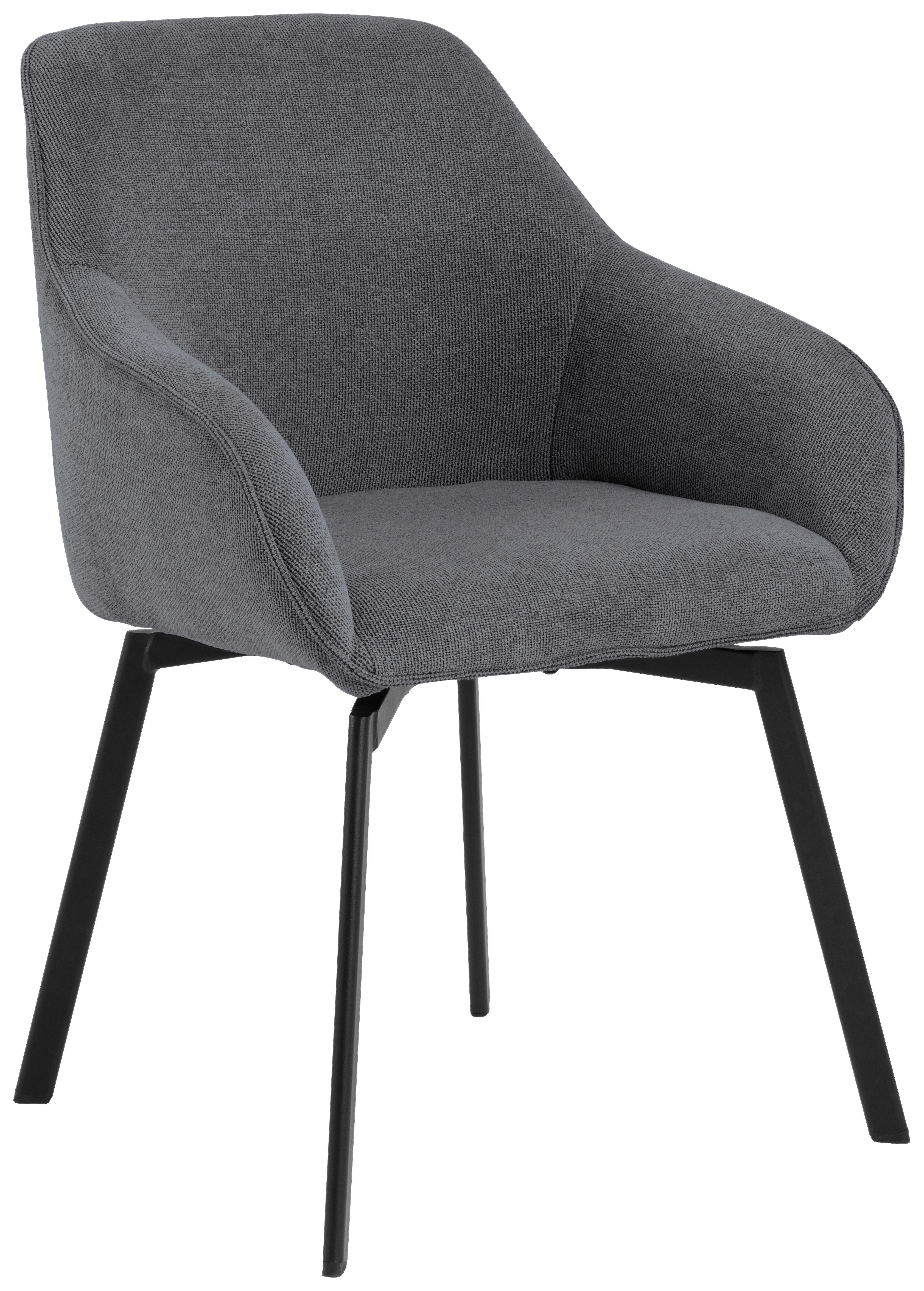 STOLIČKA S PODRÚČKAMI CLARA - čierna/sivá, Design, kov/textil (58,5/83,5/55,5cm) - MID.YOU