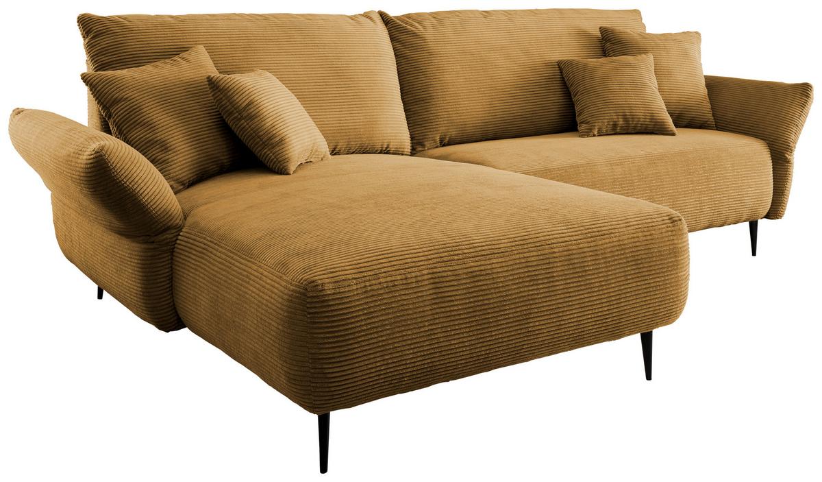 Ecksofa Vanilla Goldfarben S: 178/264-302 cm - Goldfarben/Schwarz, Design, Textil (178/264-302cm) - Livetastic