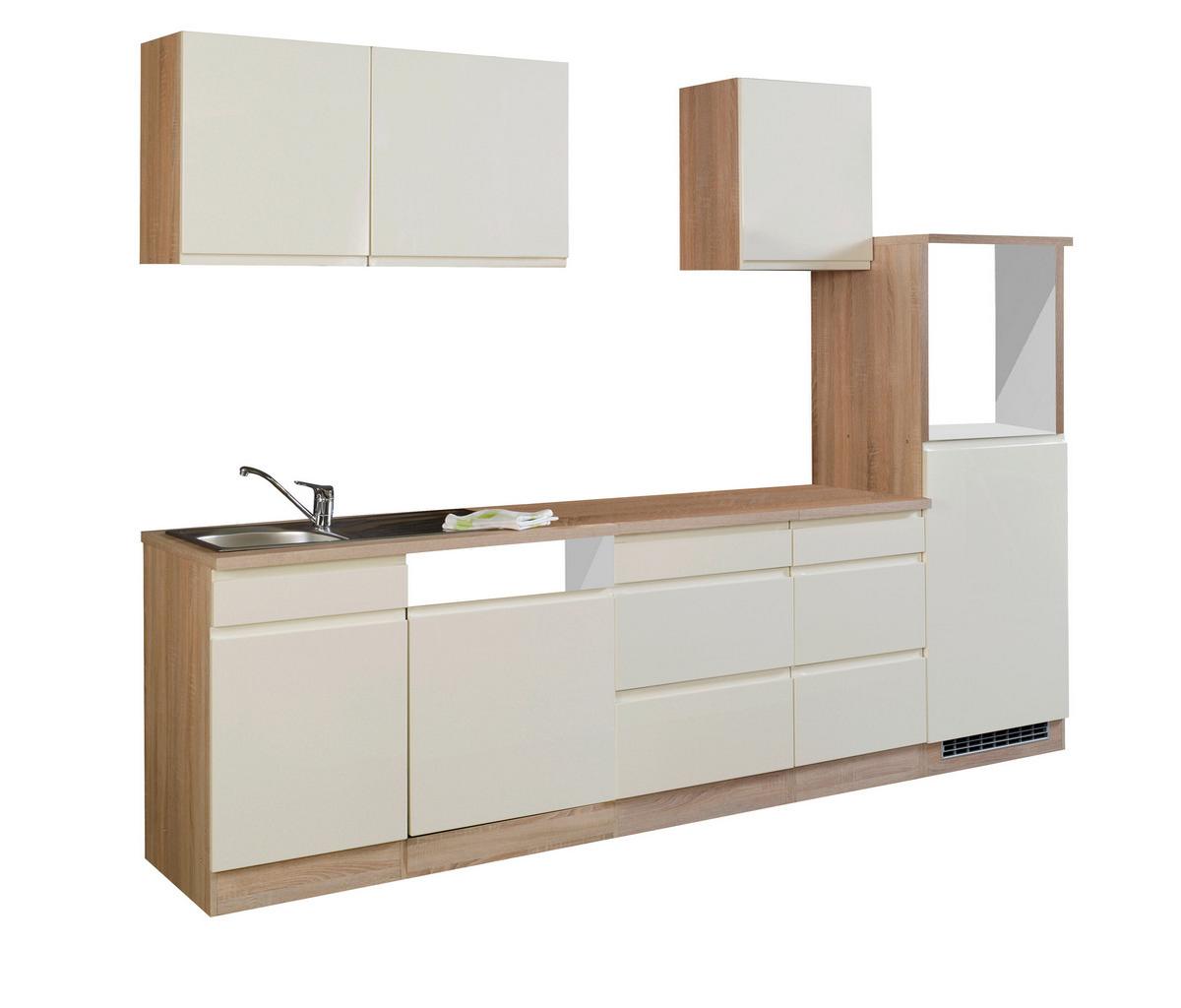 Küchenzeile Cardiff ohne Geräte 280 cm Creme - Creme/Sonoma Eiche, Basics, Holzwerkstoff (280cm) - Held