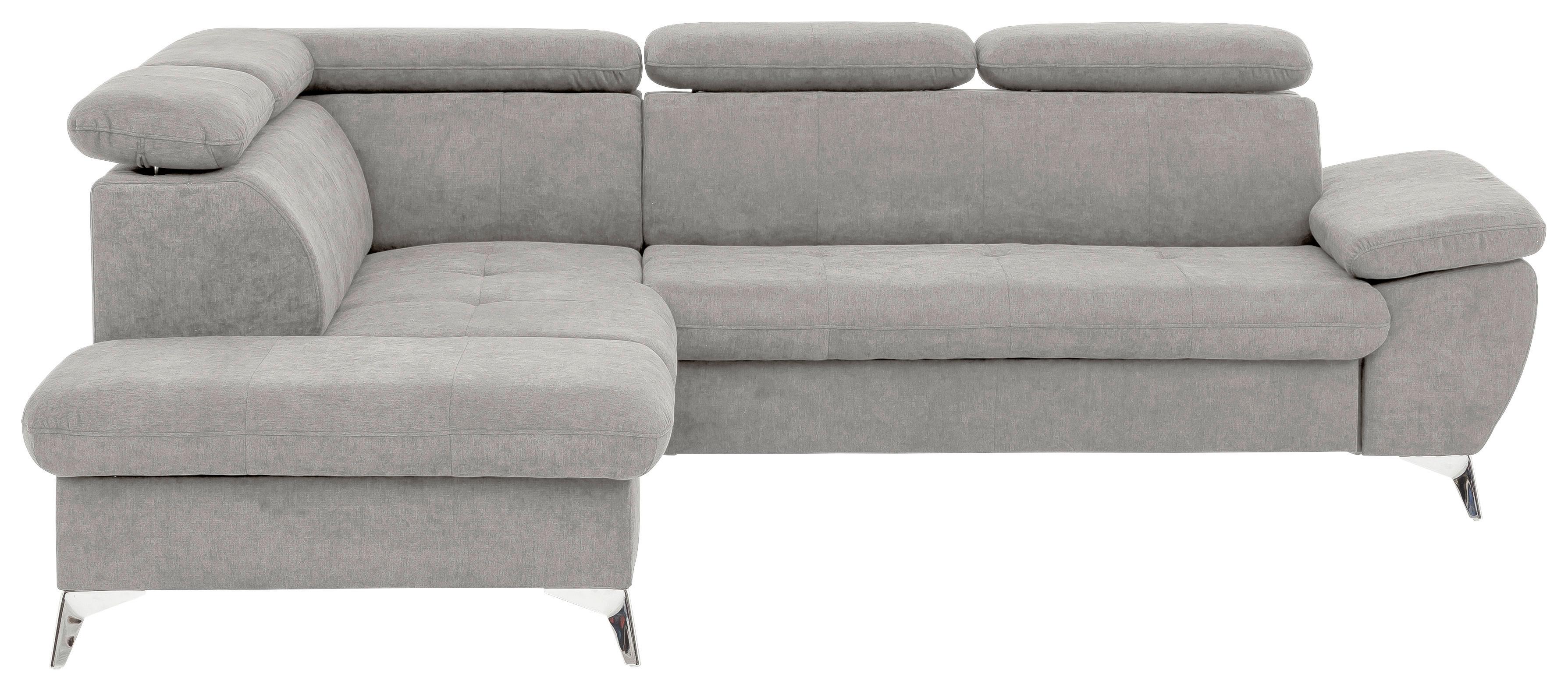 Ecksofa Mit Schlaffunktion Und Bettkasten Gisele Grau - Chromfarben/Grau, KONVENTIONELL, Textil (209/256cm) - Livetastic