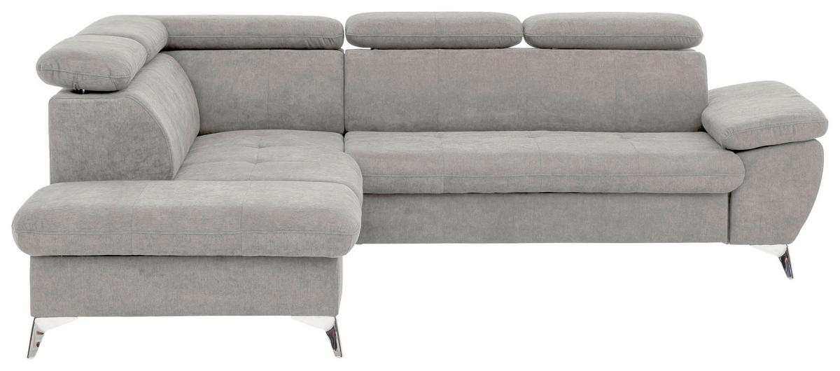 Ecksofa mit Schlaffunktion und Bettkasten Gisele Grau - Chromfarben/Grau, KONVENTIONELL, Textil (209/256cm) - Livetastic
