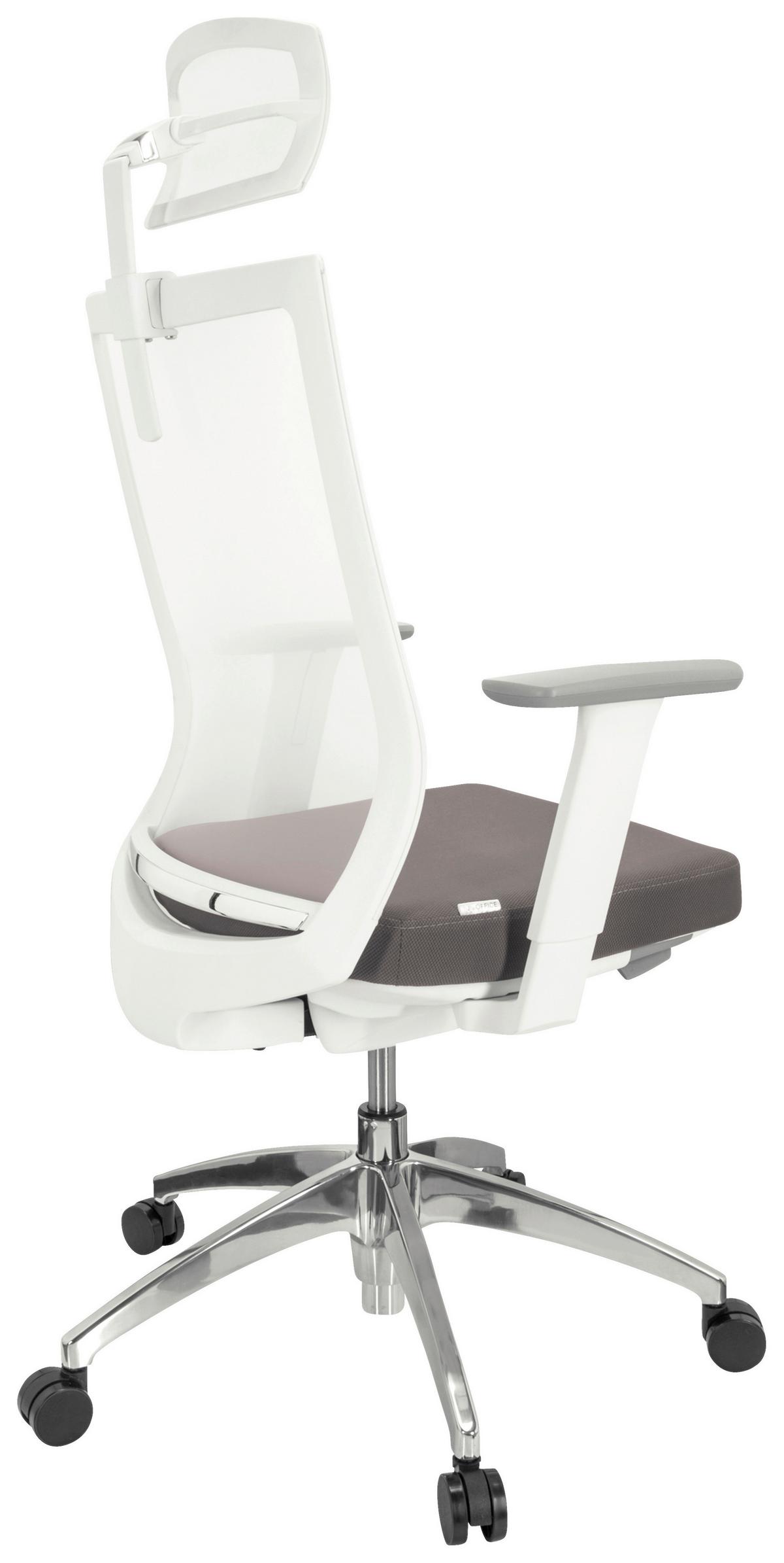 Drehstuhl Aspen White Pro - Silberfarben/Weiß, Basics, Kunststoff/Textil (63/112-122/55cm) - MID.YOU