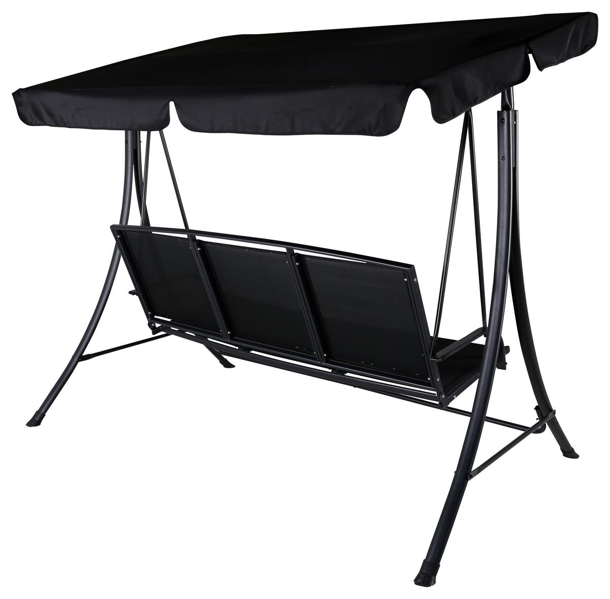 Hollywoodschaukel Madras - Schwarz, KONVENTIONELL, Textil/Metall (203/160/122cm) - Gardenson