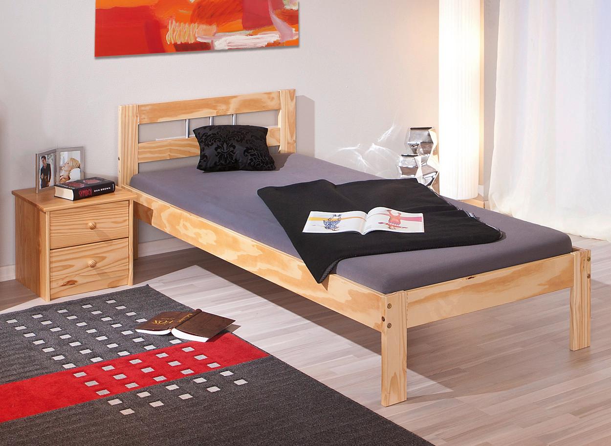 Bett Echtholz Massiv 90x200 Jana, Kiefer Natur