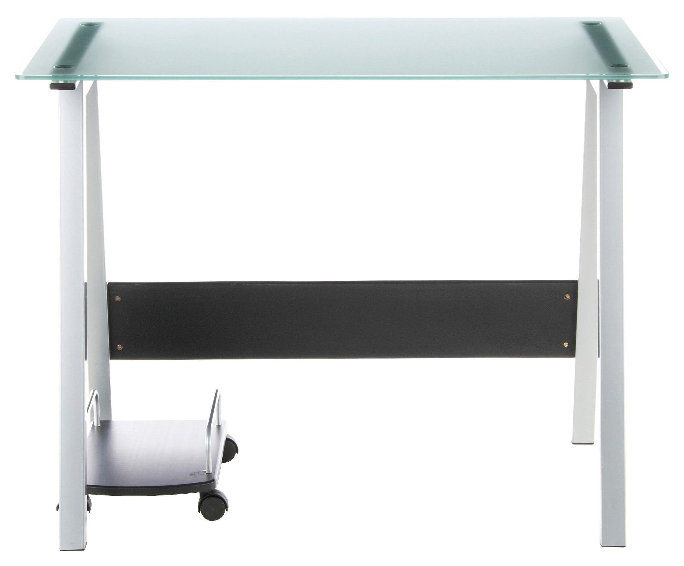 Schreibtisch Delphi Pastellgrün - Pastellgrün/Silberfarben, MODERN, Glas/Metall (100/70/76cm) - MID.YOU