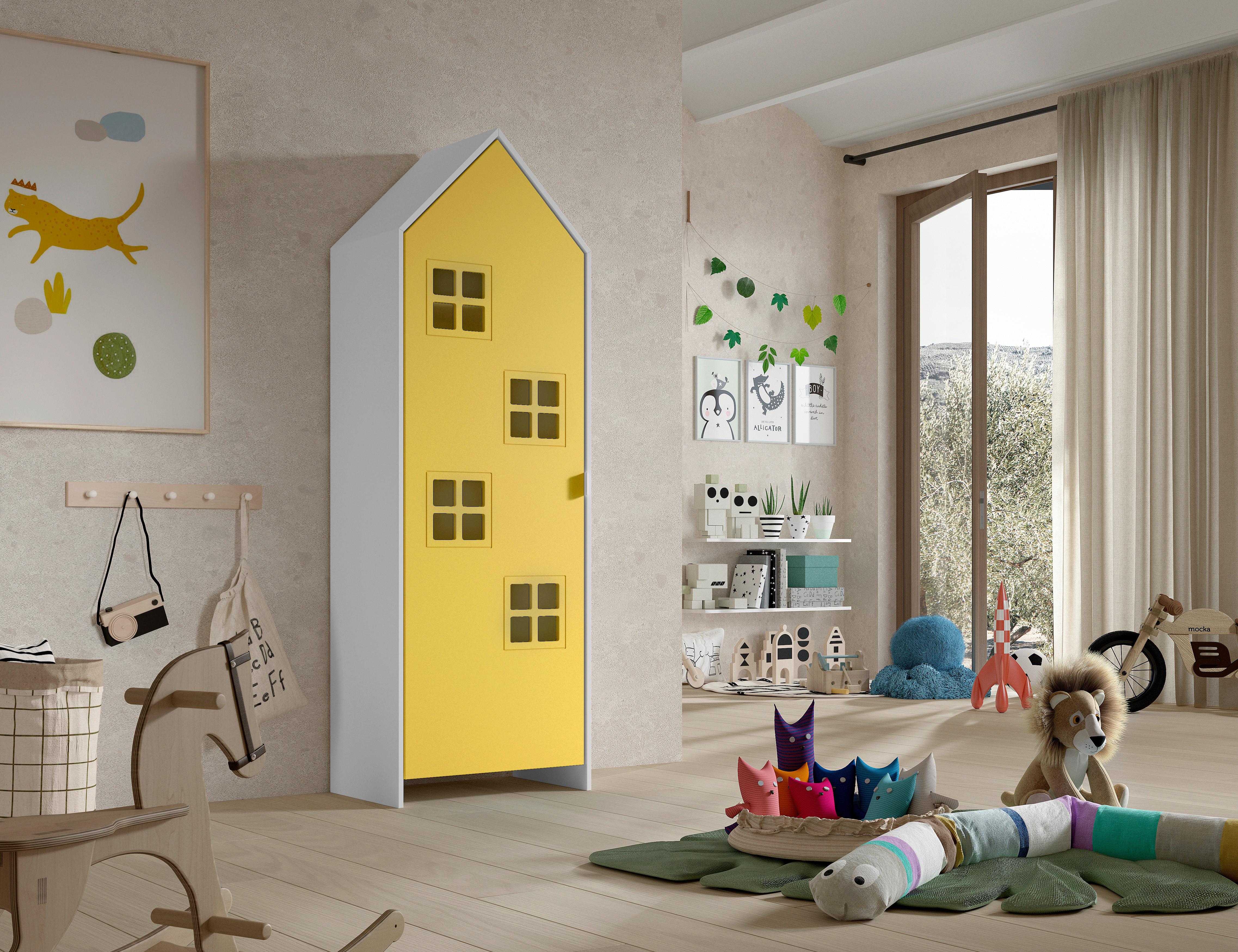 Kinderkleiderschrank Casami - Gelb/Weiß, MODERN, Holzwerkstoff (57,6/171,3/37cm) - MID.YOU