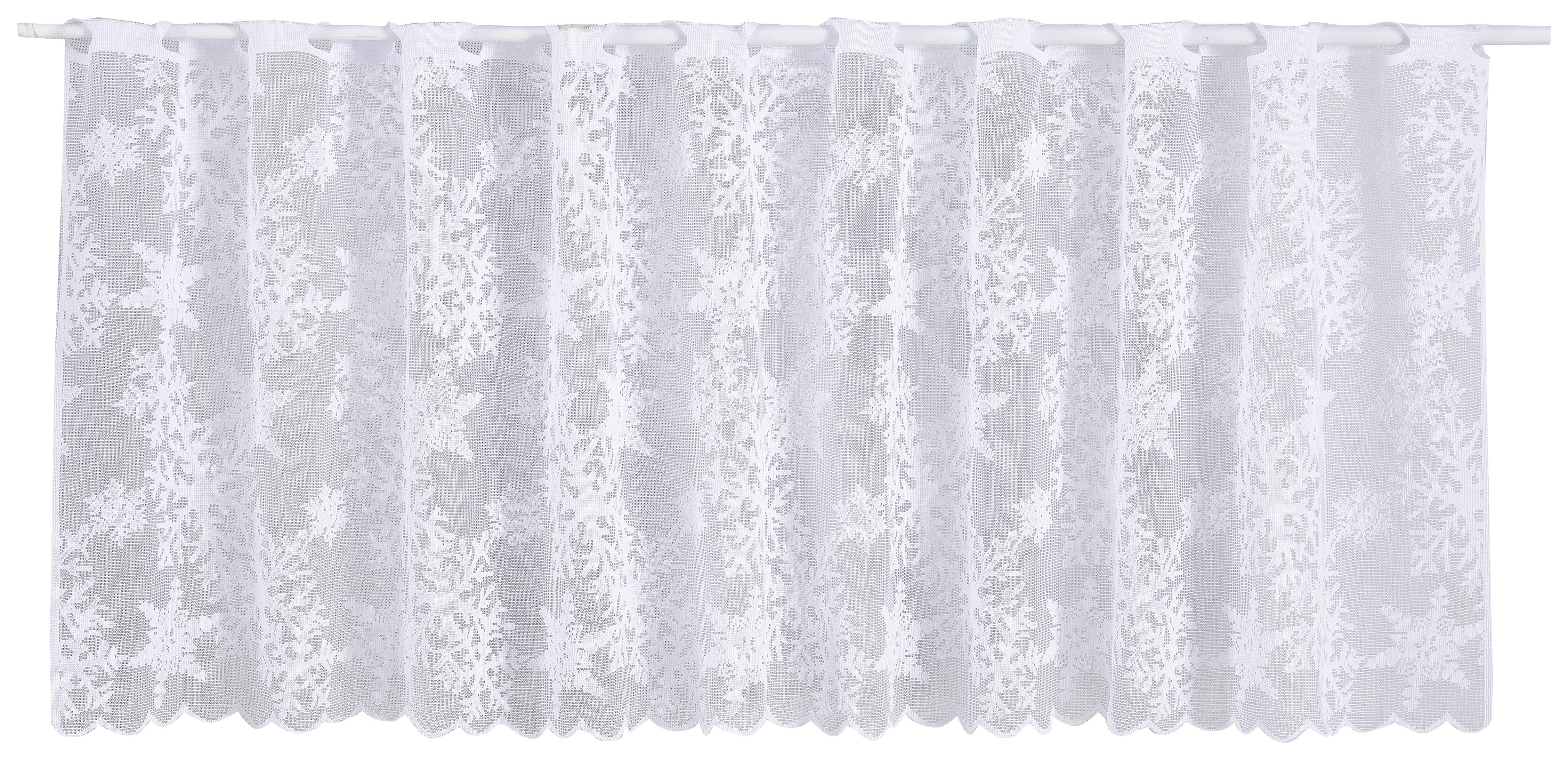 Weihnachtliche Kurzgardine in Weiß, transparent