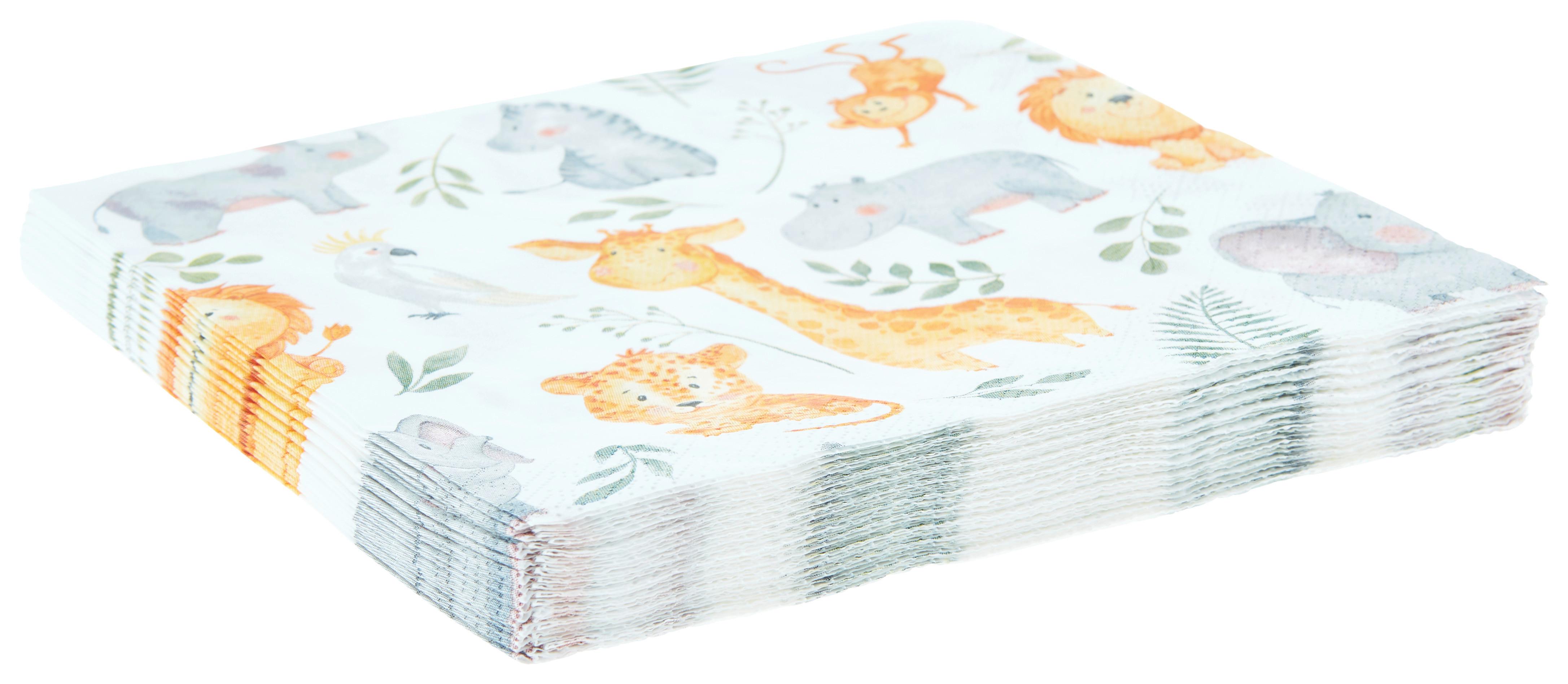 Serviette Lou Multicolor 20 Stk., 33x33 cm - Hellrosa/Braun, Design, Papier (33/33cm)
