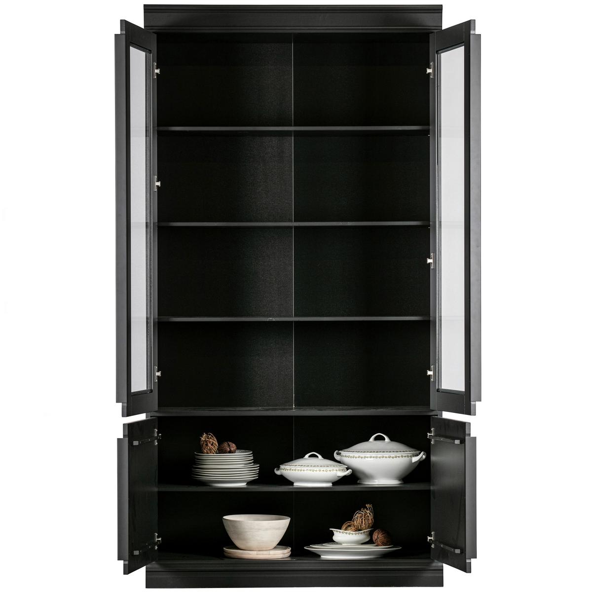 Vitrine Organize Schwarz B: 110 Cm - Schwarz, Design, Glas/Holz (110/215/44cm) - Livetastic