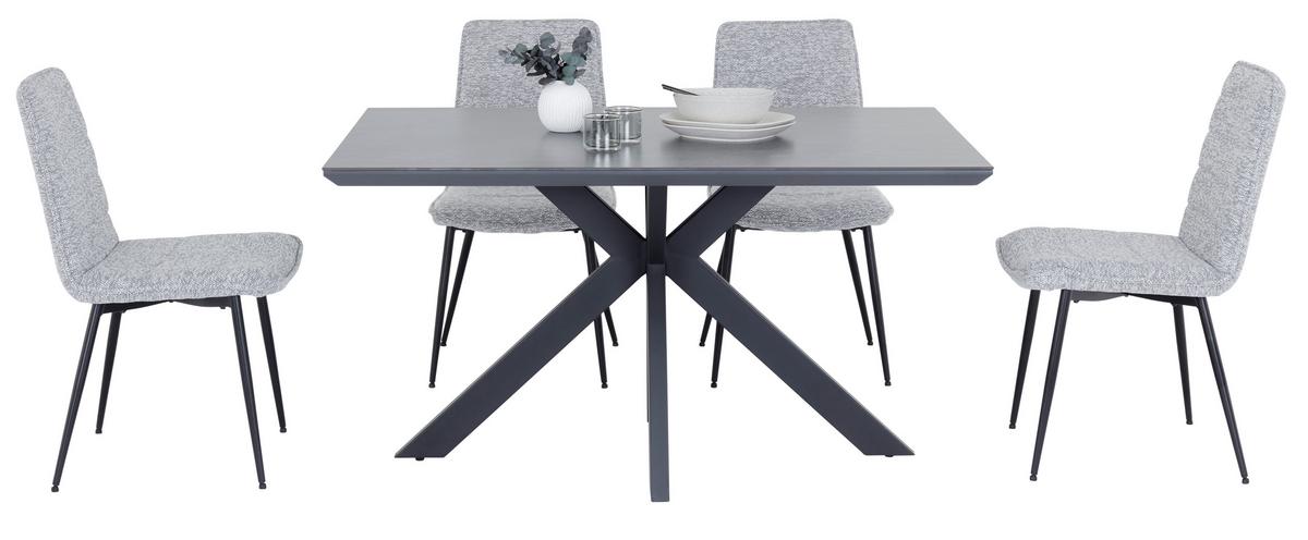 Étkezőasztal Steve 2 - fekete, Modern, faalapú anyag/fém (140/76/90cm)