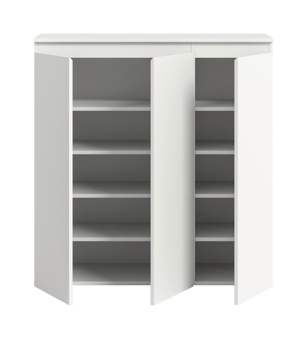 SCHUHSCHRANK Scarpa Weiß B: 105cm - Schwarz/Weiß, Design, Holzwerkstoff (105/111/37cm) - Livetastic