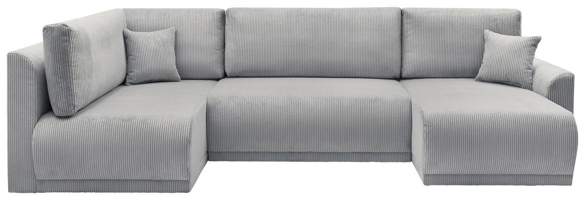 Rohová sedačka KIM U, oboustranná, šedý manšestr - šedá, Moderní, dřevo (146/313/160cm)