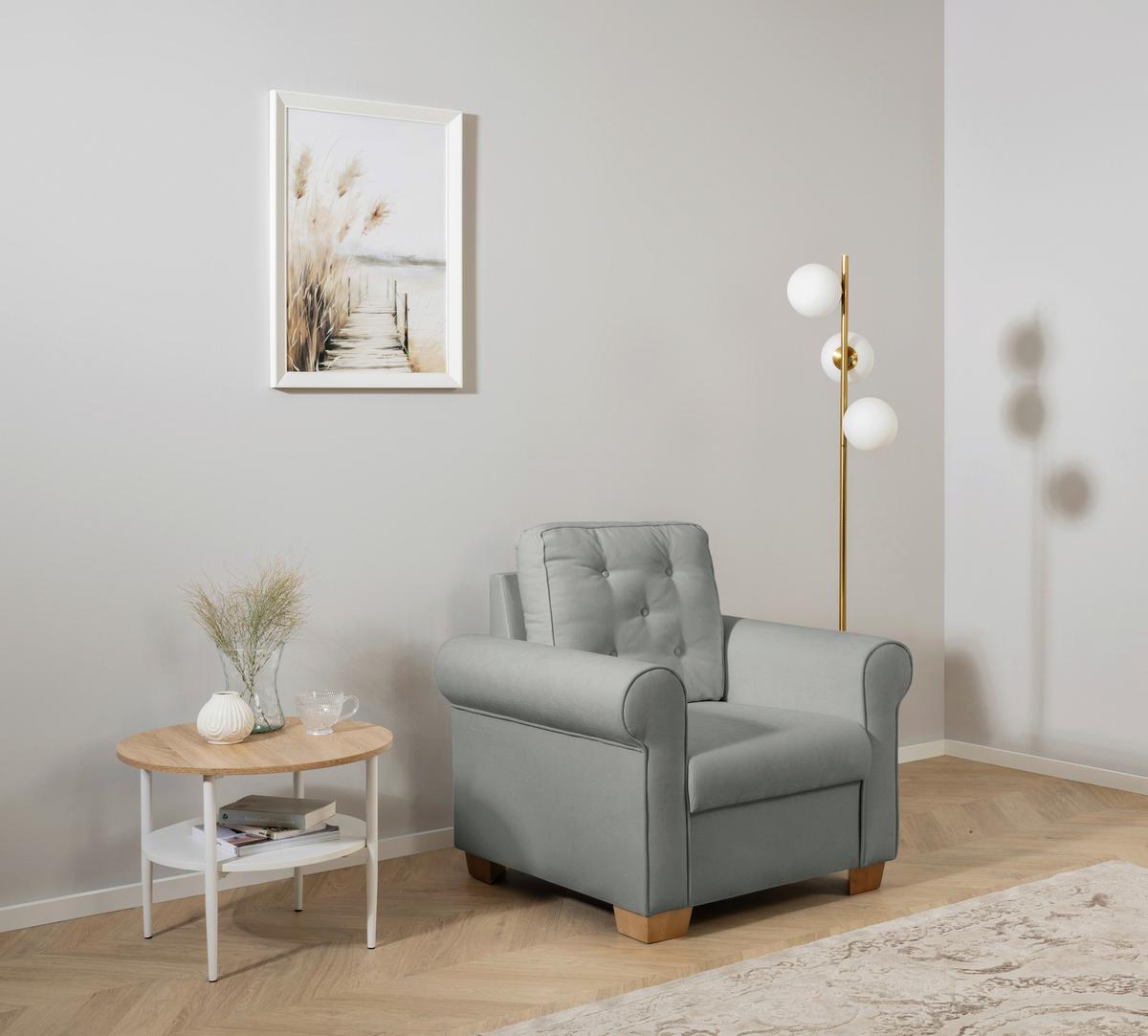 Sessel Arles, Dunkelgrau 89 B: 93 Cm - Dunkelgrau/Buchefarben, Design, Textil (93/89/82cm) - MID.YOU