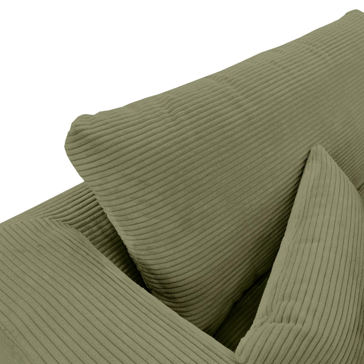 Ecksofa Berlin Cord Olivgrün 172x313 cm - Schwarz/Olivgrün, Design, Textil (172/313cm) - Livetastic