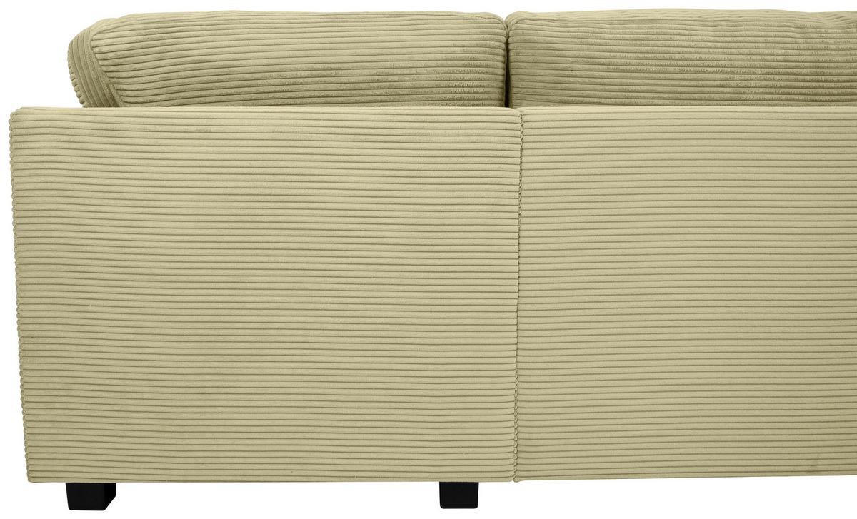 Souprava U MALTE, pravá, světle zelený manšestr - černá/světle zelená, Moderní, textil/plast (155/305/178cm) - Based