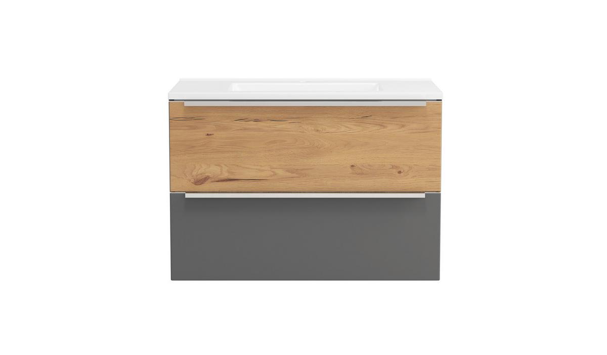 WASCHTISCHKOMBI Verona Grau/Wildeiche B: 80cm - Wildeiche/Weiß, Trend, Holzwerkstoff/Stein (80/54/47cm) - Held