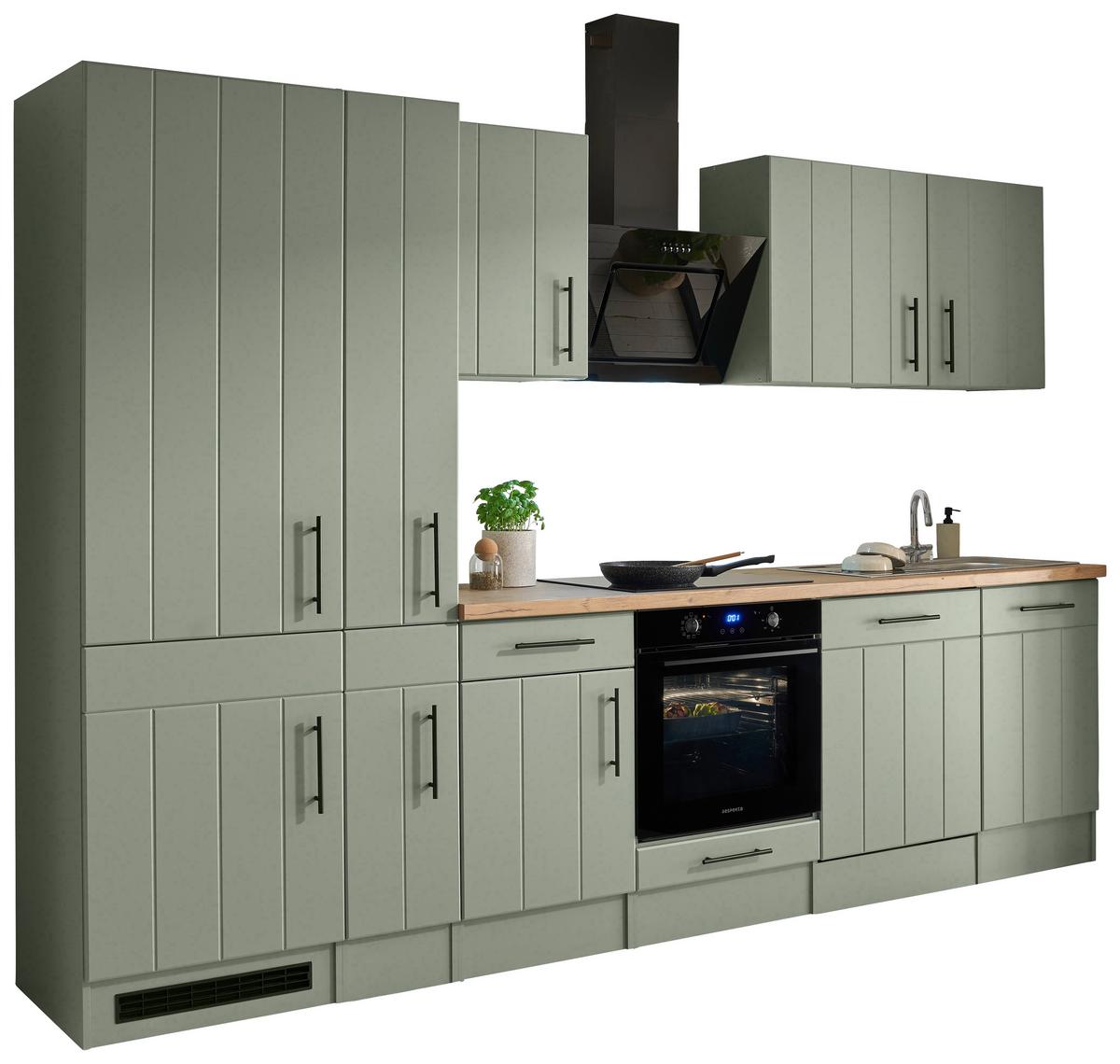 Küchenblock Anton Wildeiche/Schilfgrün B: 310cm - Schilfgrün/Wildeiche, Trend, Holzwerkstoff (310cm) - Respekta