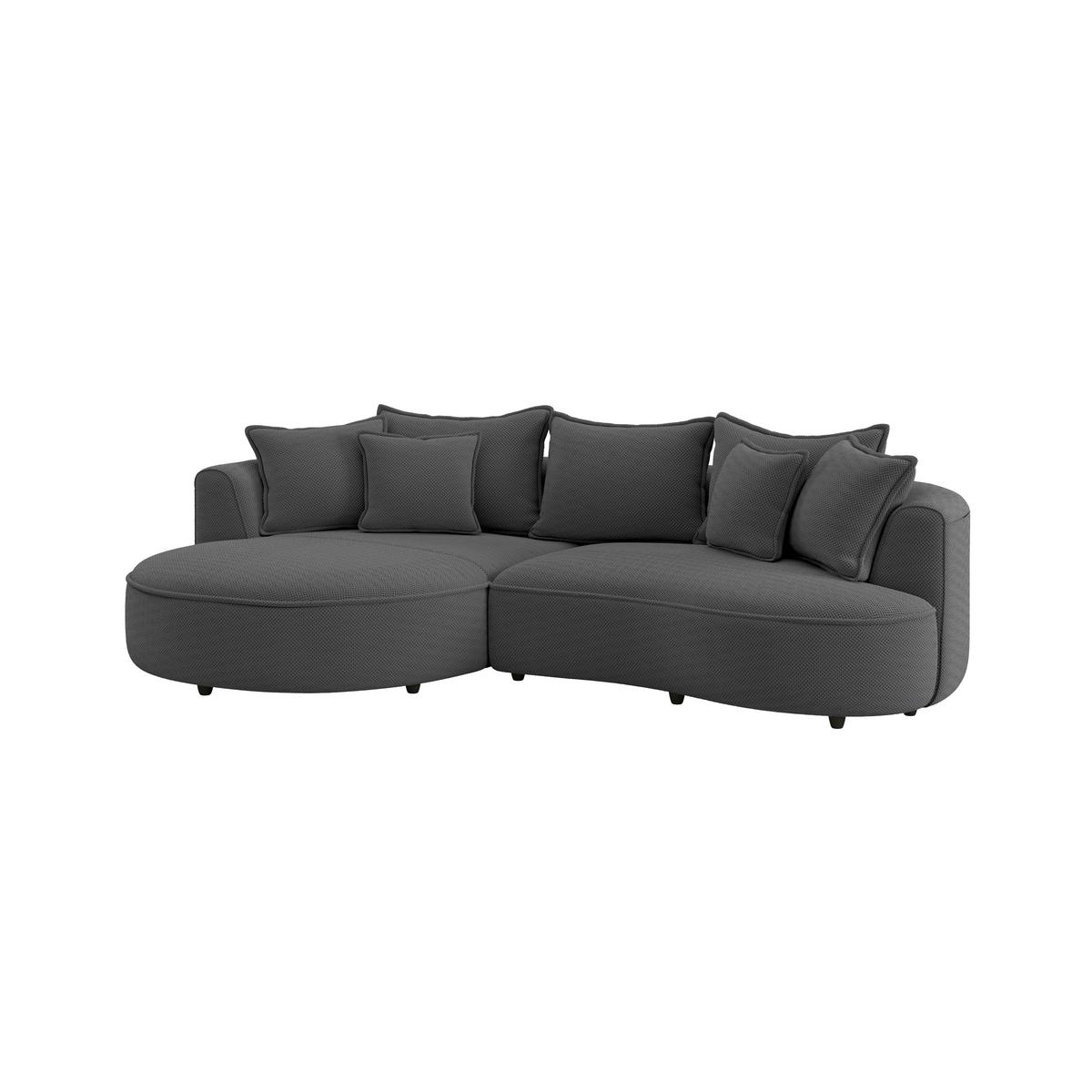Rohová sedačka LEVI, levá, antracitová, se 7 polštáři - černá/antracitová, Moderní, textil/plast (168/287cm)
