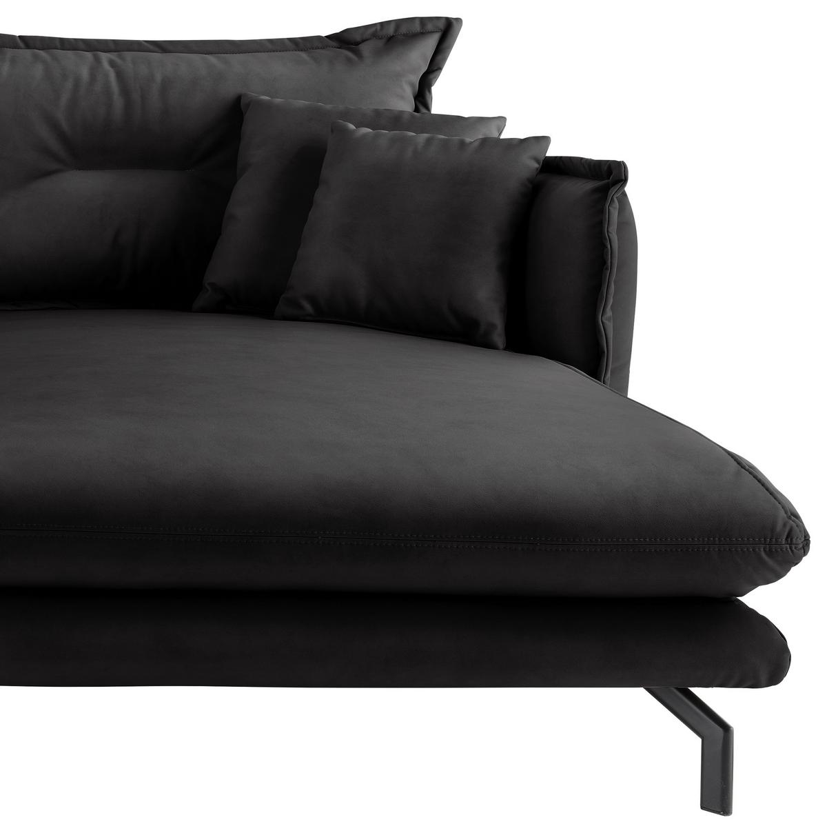 Ecksofa Lava Schwarz S: 255x180cm - Schwarz, MODERN, Textil (255/180cm) - Livetastic