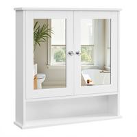 Spiegelschrank Holzwerkstoff/Weiß B: 56,2 cm - Weiß, Trend, Glas/Holzwerkstoff (56,2/58,5/13cm) - MID.YOU