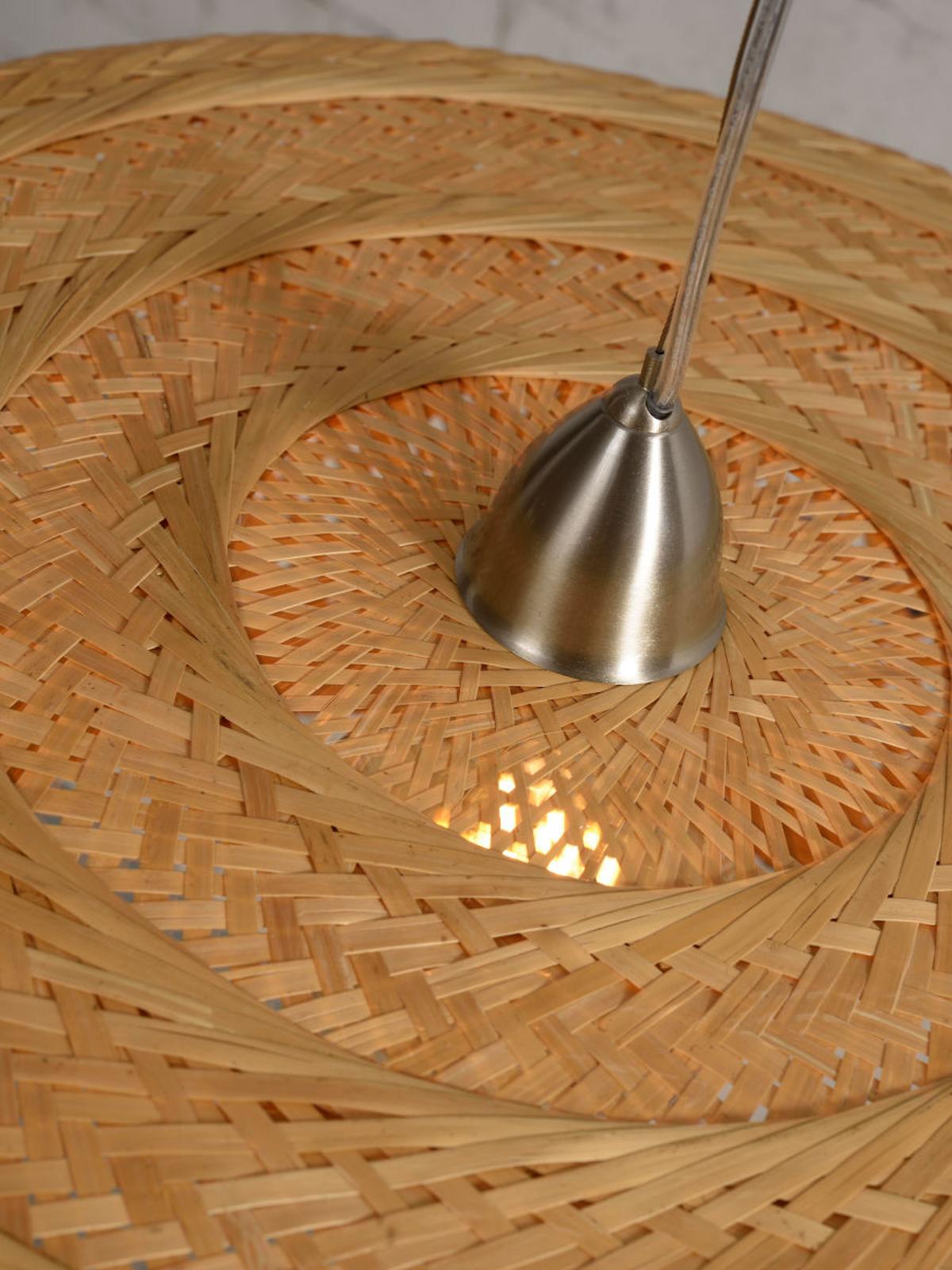 Hängeleuchte Palawan H: 378 cm 1-Flammig höhenverstellbar - Chromfarben/Braun, Design, Naturmaterialien/Kunststoff (63/378cm) - Good & Mojo