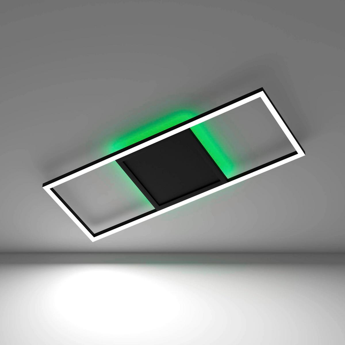 LED-Deckenleuchte Calagrano-Z L: 64 cm mit Farbwechsler - Schwarz/Weiß, Design, Kunststoff/Metall (64/24/4,5cm) - Eglo