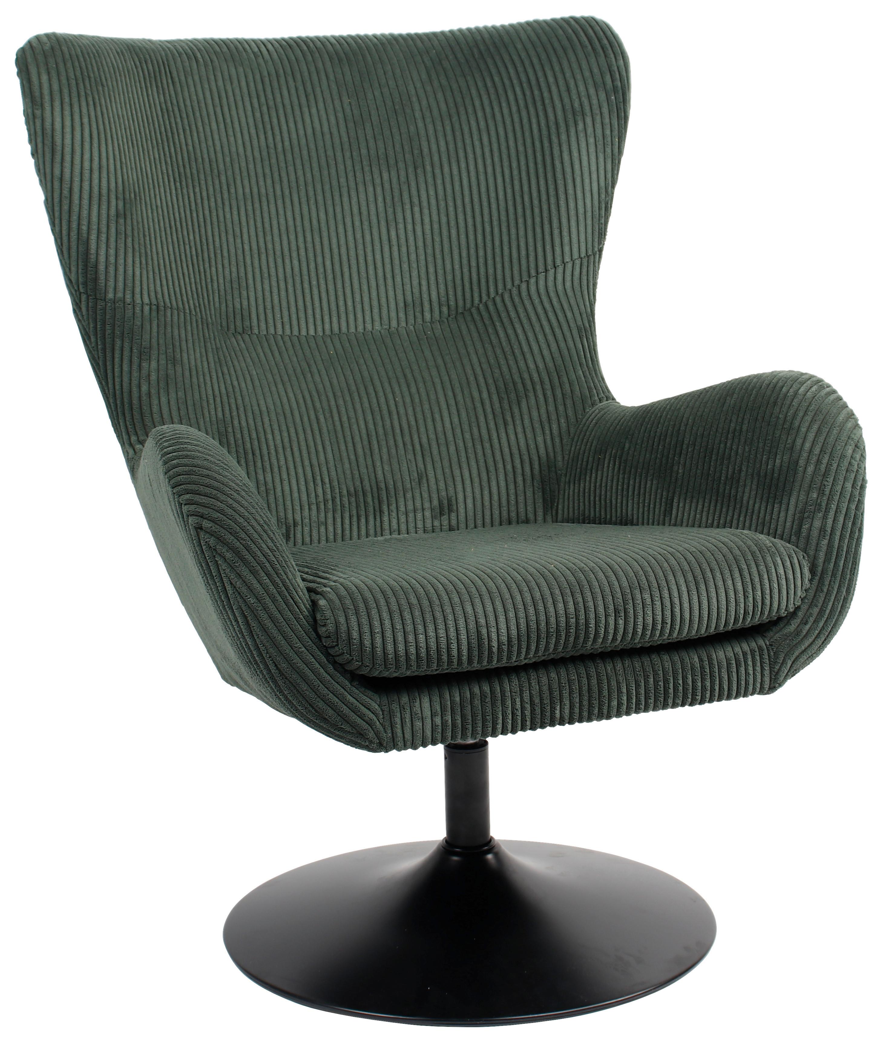 Křeslo Shiba otočné zelený manšestr - černá/zelená, Moderní, kov/textil (76/99/87cm) - Mömax