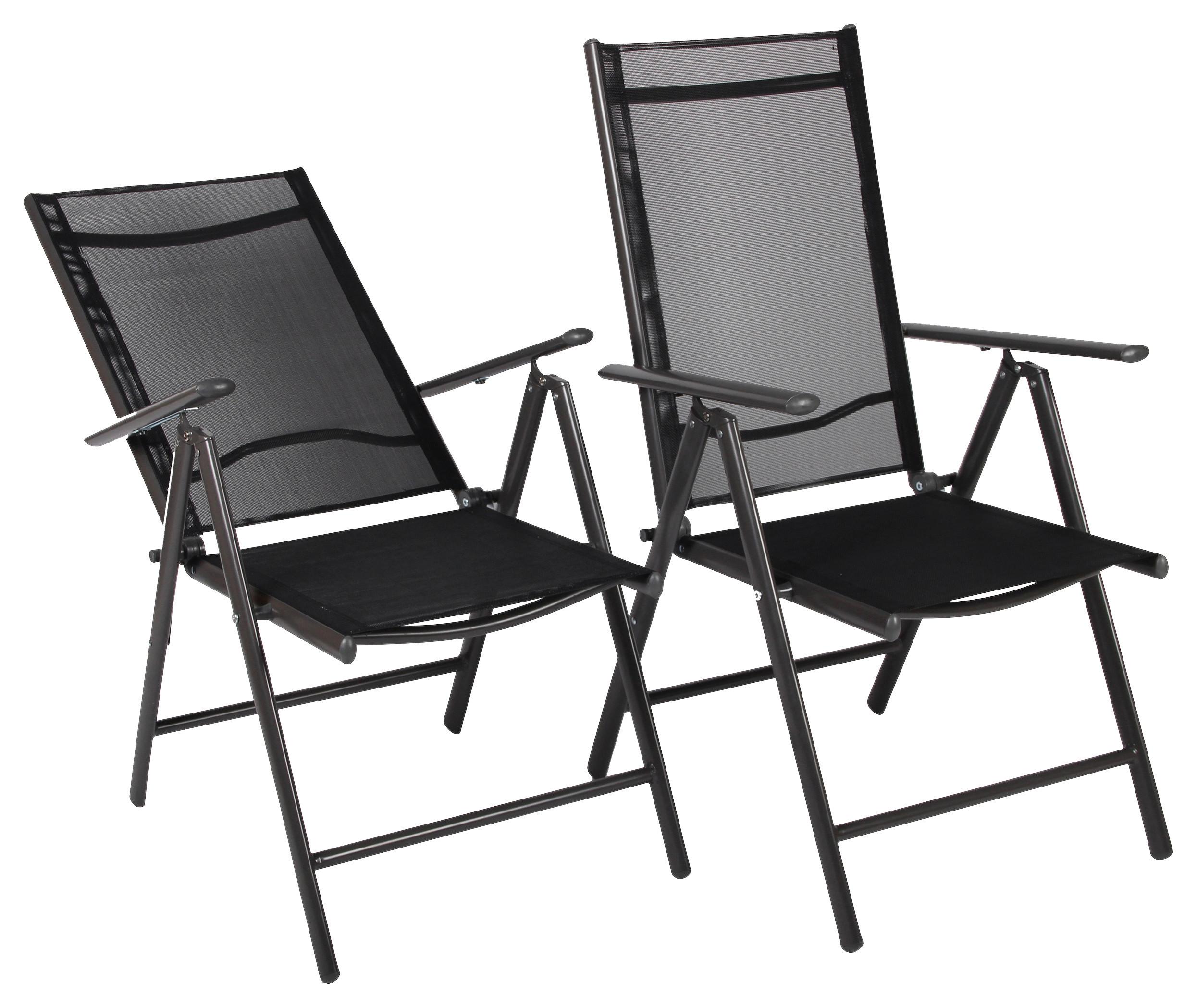 Gartenstuhl-set Klappbar Aluminium, Textil - Anthrazit, Basics, Textil/Metall (56/105/65cm) - Gardenson