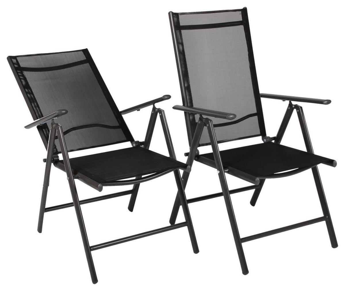 Gartenstuhl-set Klappbar Aluminium, Textil - Anthrazit, Basics, Textil/Metall (56/105/65cm) - Gardenson