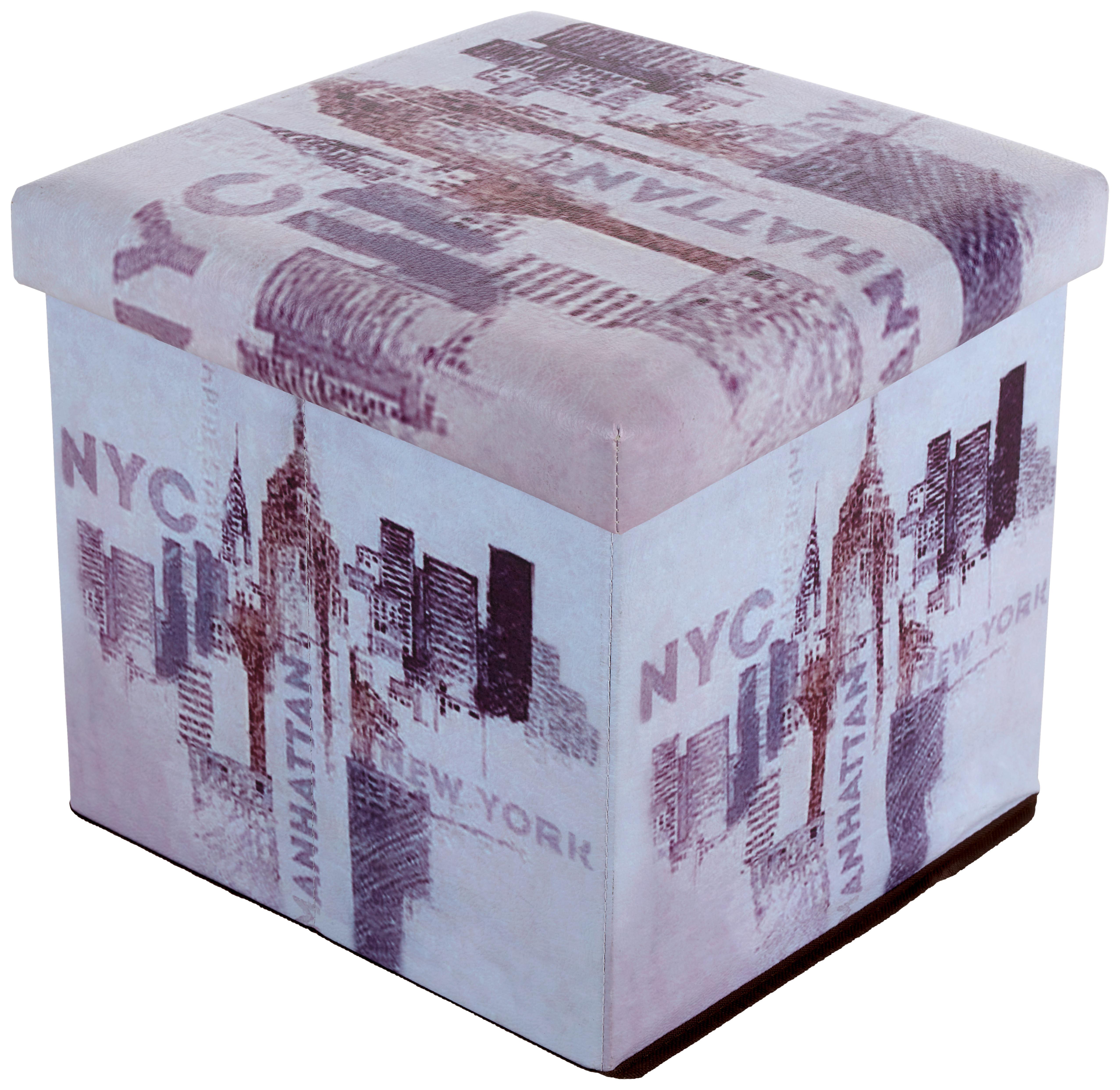 Sitzwürfel Nyc Mit Stauraum Lederlook Multicolor H: 36 Cm