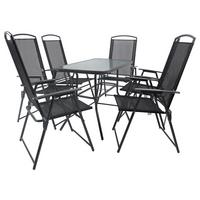 Gartentischgruppe 918144 7-Teilig Anthrazit - Anthrazit, Basics, Glas/Textil - Gardenson