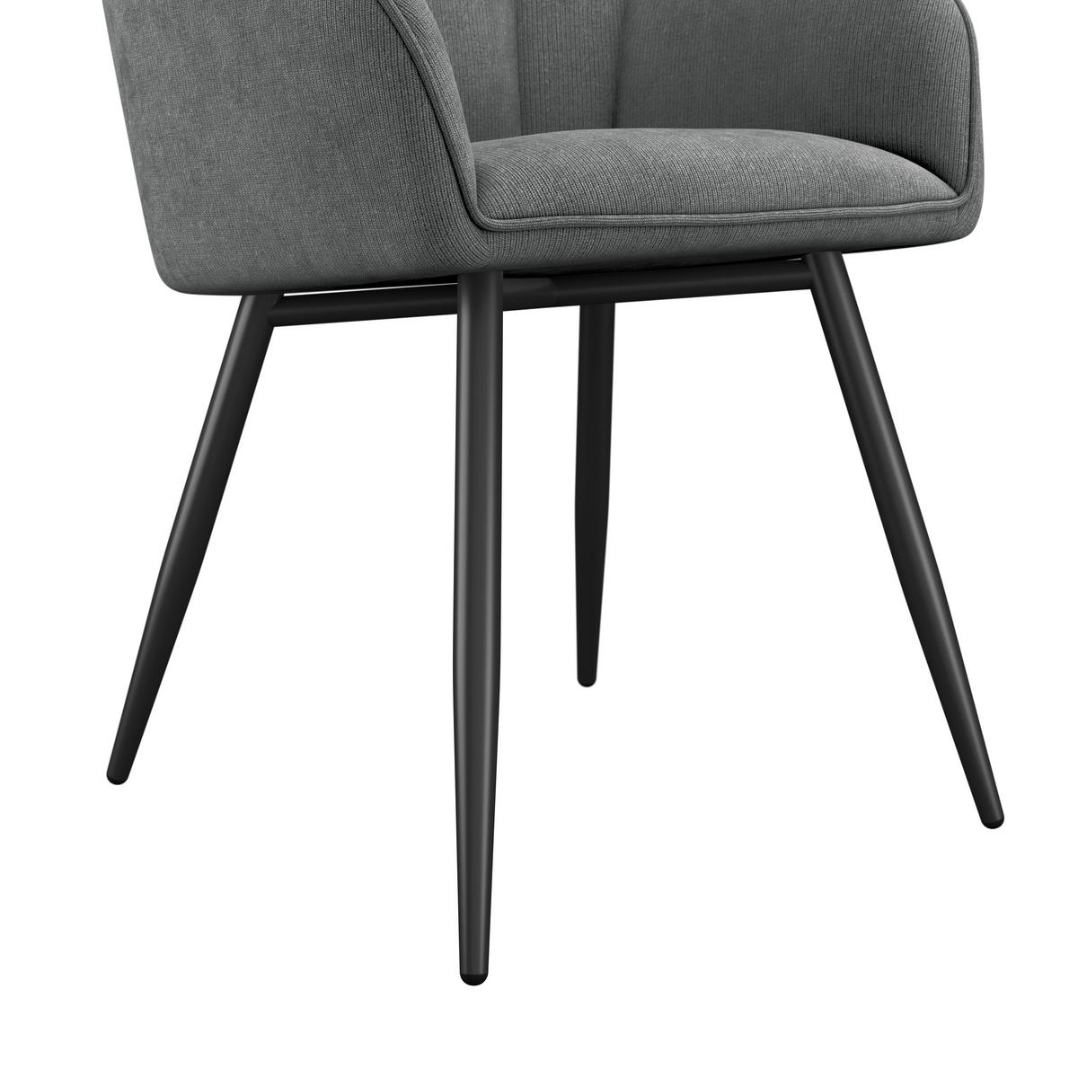 Armlehnstuhl Caro grau gepolstert - Schwarz/Grau, KONVENTIONELL, Holz/Textil (55/83/61cm) - Nedis SmartLife