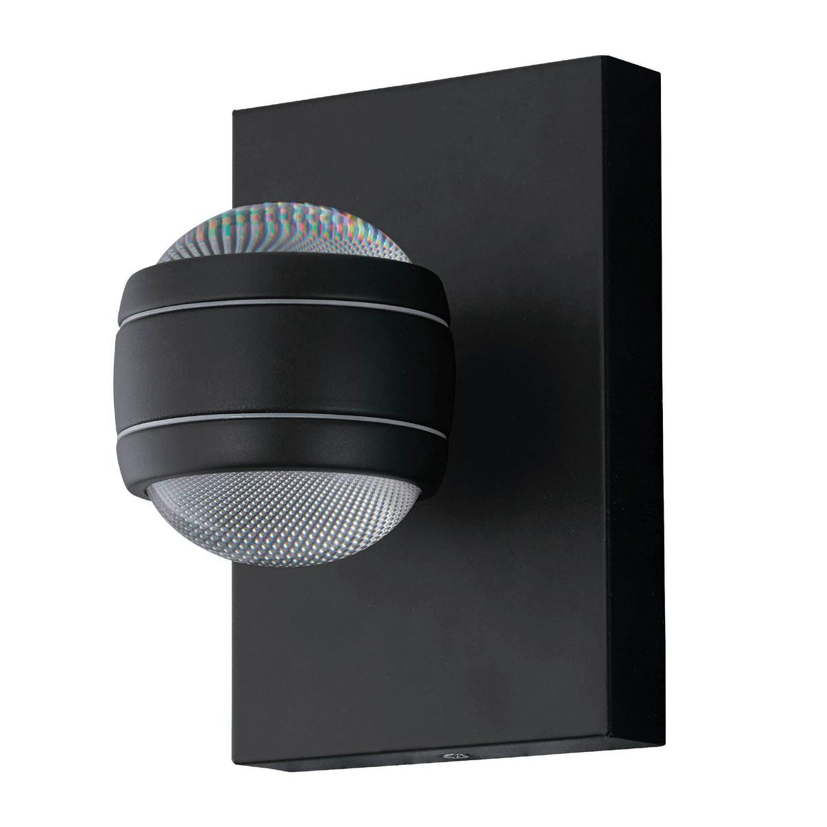 Außenwandleuchte Sesimba 3,7w Metall Kunststoff, Wandmontage - Klar/Schwarz, KONVENTIONELL, Kunststoff/Metall (19,5/13/14cm) - Eglo