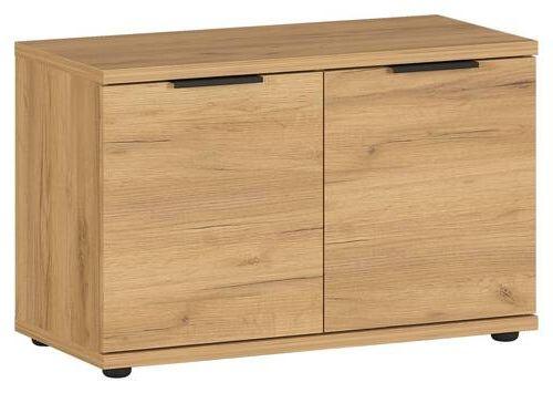 Garderobenbank Gw-Fremont B: 75 cm 2 Drehtüren Eiche Dekor - Eichefarben/Schwarz, KONVENTIONELL, Holzwerkstoff (75/48/37cm) - Germania